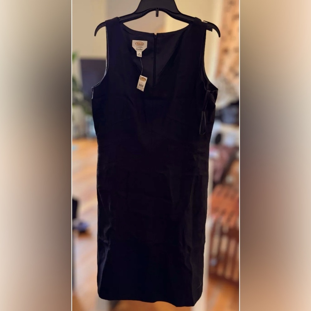 Talbots Irish Linen Midi V-neck Black Dress Size 16